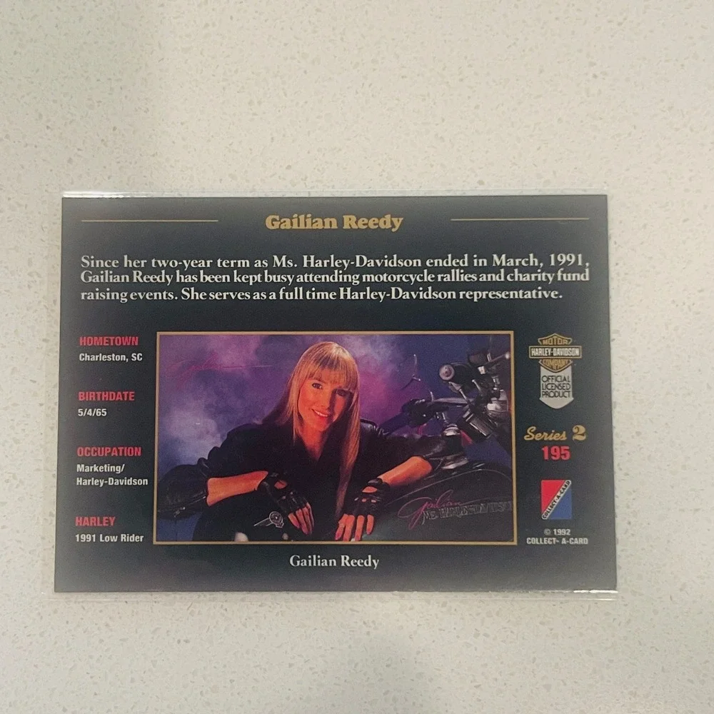 1992 Harley-Davidson Series 2 Gailian Reedy Card 195 Collect-A-Card Ms Harley
